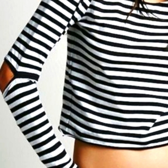 Intimately Free People Women's Size Medium Striped Shirt Open Elbow - Picture 1 of 7